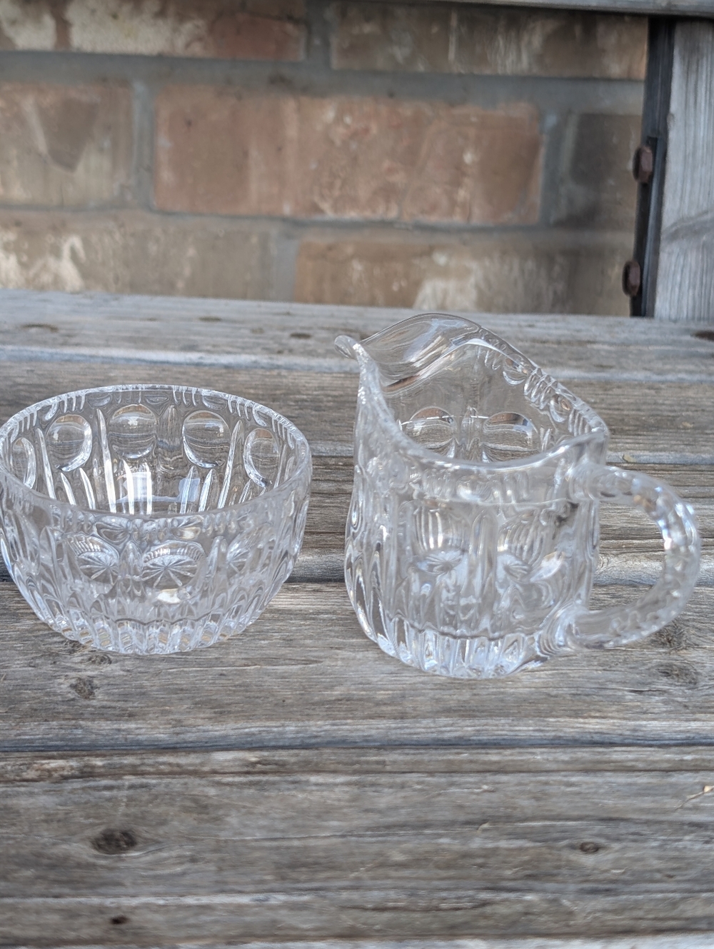 Vintage Crystal Sugar And Creamer Set